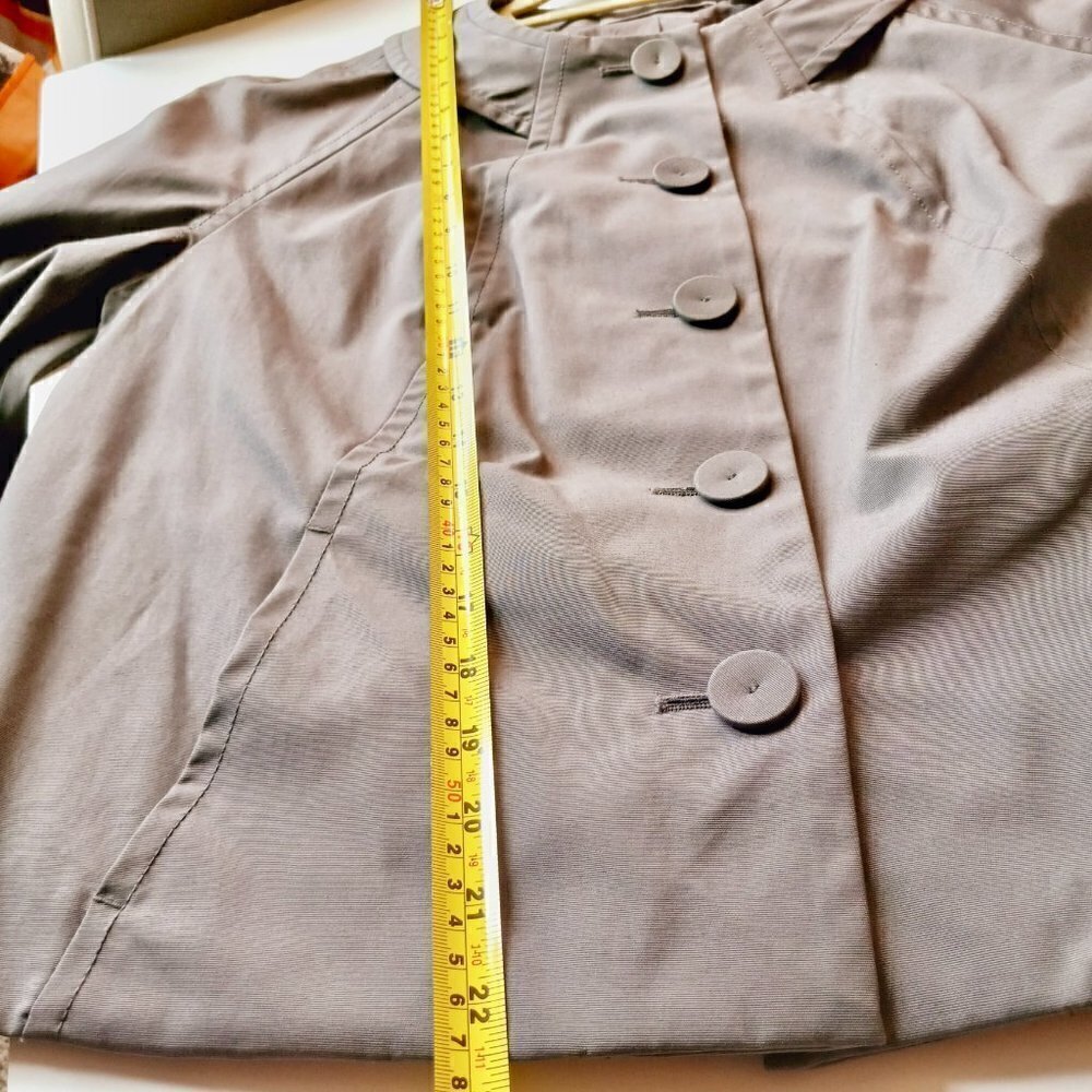 Vintage 60s Mod Liz Claiborne Gray Swing Jacket Peter Pan Collar L - Picture 10 of 12